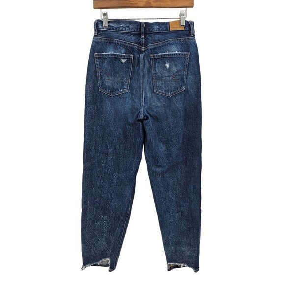 American Eagle AE Jeans Sz 2 Long Tall High Rise Straight Raw Hem Distressed NEW - Picture 2 of 13